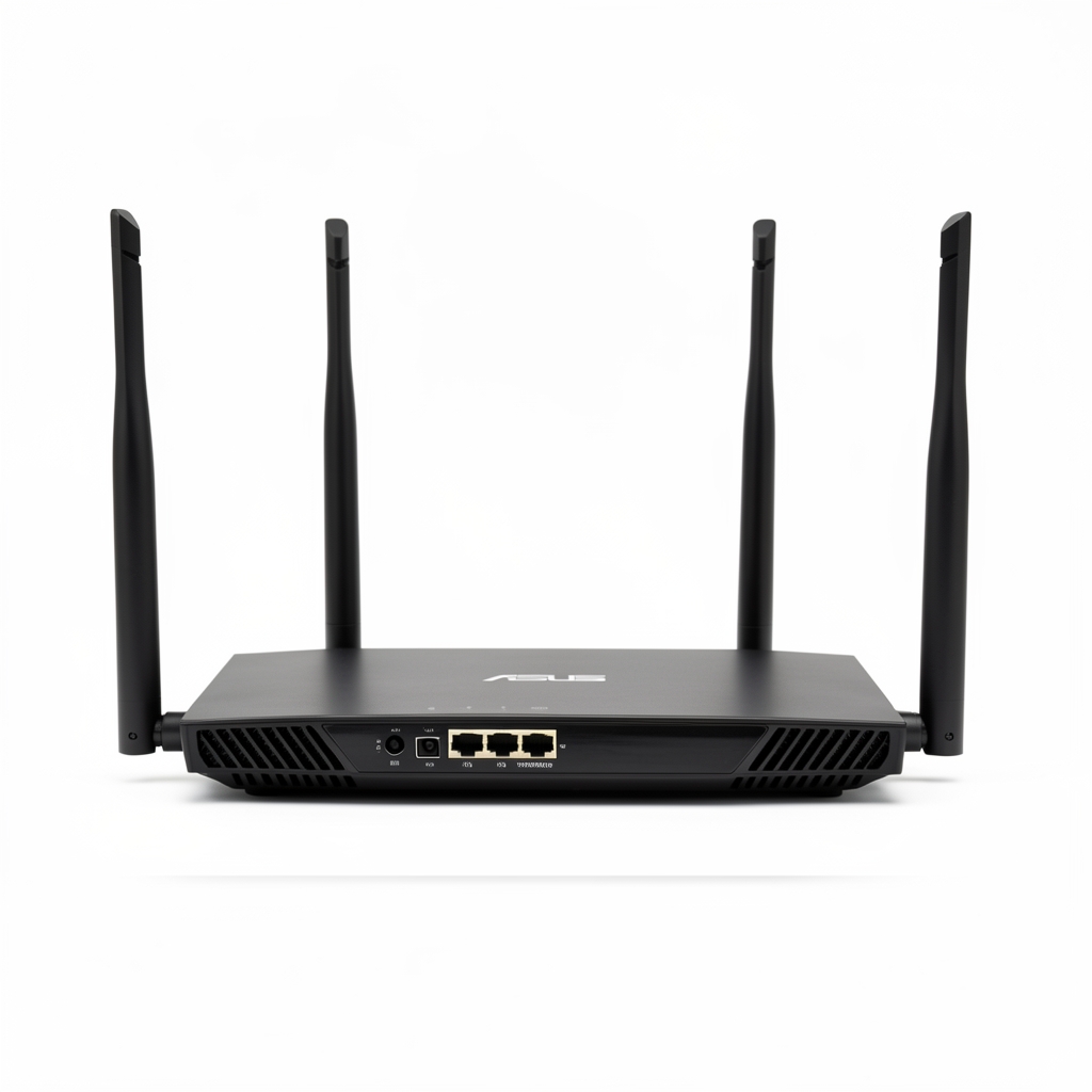 Router ASUS RT-AX88U Pro Wi-Fi 6 AX6000 cu antene externe pe fond alb