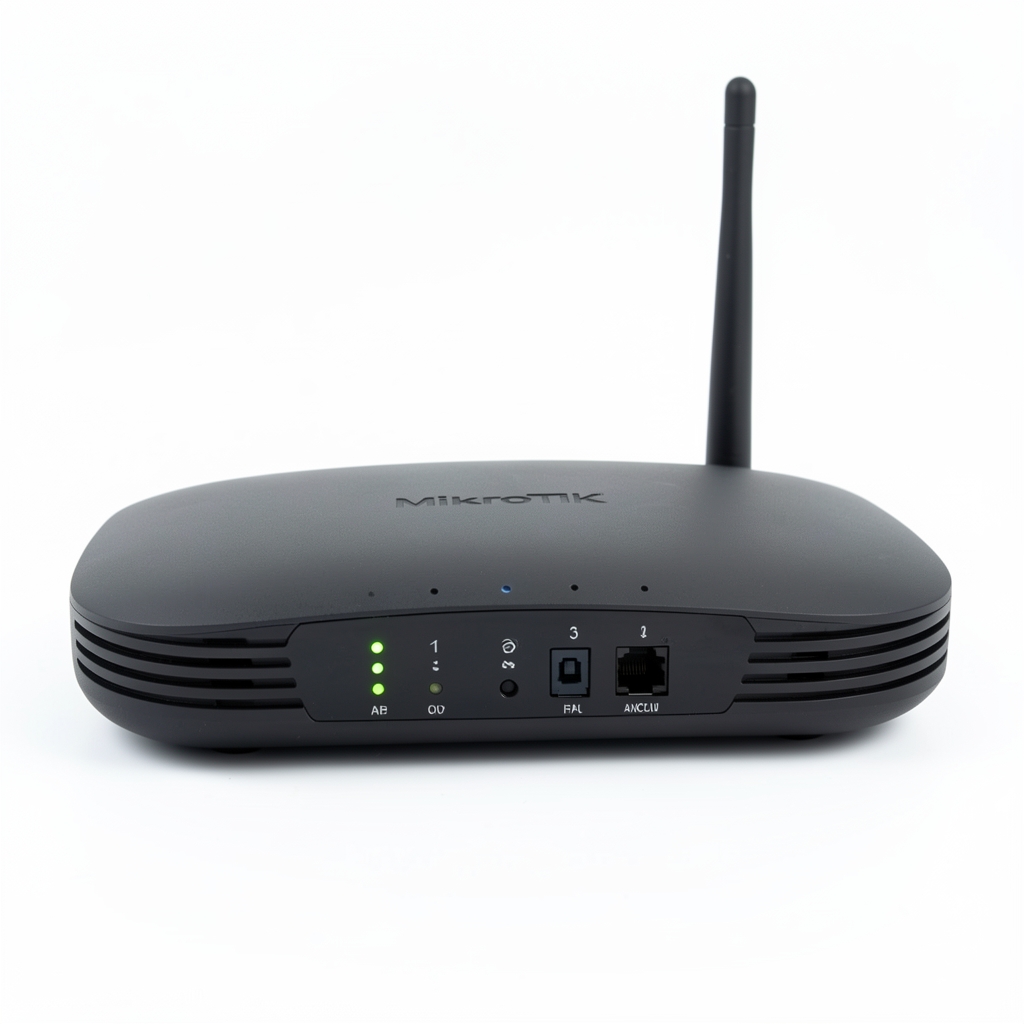 Router MikroTik hAP ax3 Wi-Fi 6 AX6000 alb compact pentru birou acasă pe fond alb
