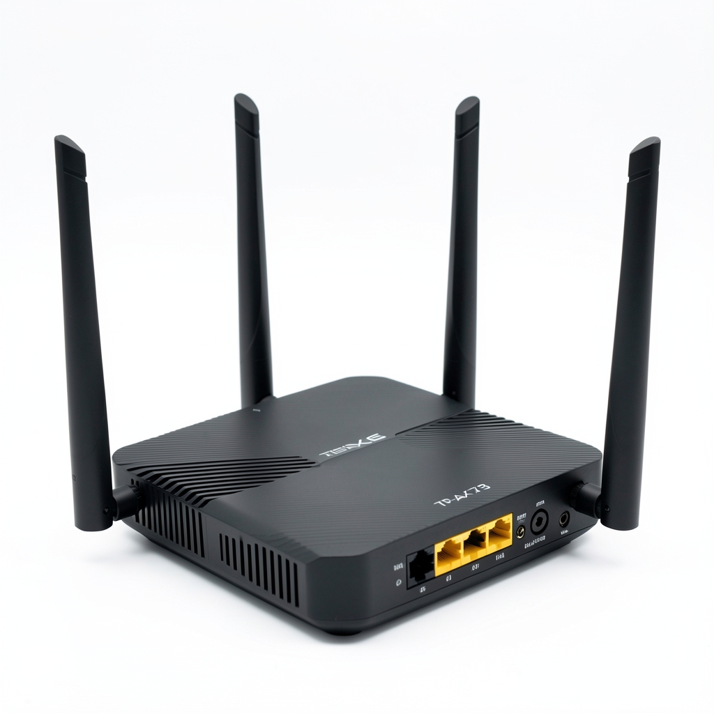 Router TP-Link Archer AX73 Wi-Fi 6 AX5400 alb cu 6 antene externe pe fond alb