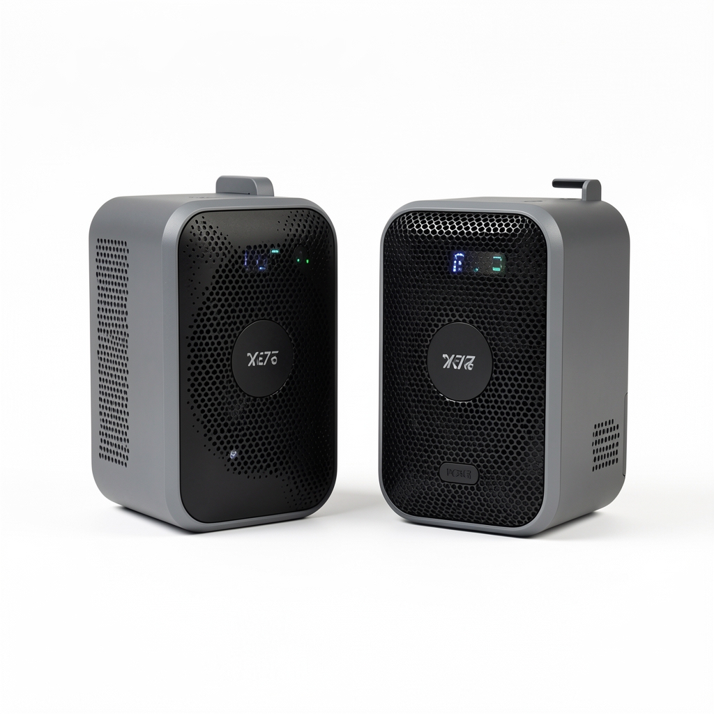 Sistem mesh TP-Link Deco XE75 Wi-Fi 6E triband în set de două unități pe fond alb